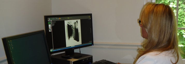 Chiropractor St Clair MI Elizabeth Brieden looking at an x-ray Chiropractor St Clair MI Elizabeth Brieden looking at an x-ray